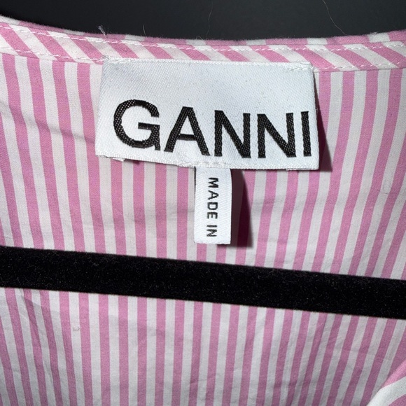 Ganni Pink and White Ruffled Collar Shirt - Picture 5 of 6